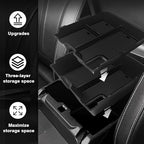 Muslogy Center Console Organizer Two-Layer & Hidden Box Magnet Opening Design Compatible with Ford Ranger 2024 2025 2026 & Raptor Accessories Secret Organizer Insert Tray Divider Storage Box