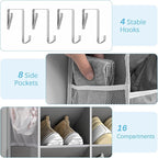 Yecaye 8 Tier Over the Door Shoe Organizer of Deep 16 Compartments, 50lbs Load Shoe Rack for Door in Oxford Holds 16-24 Pairs