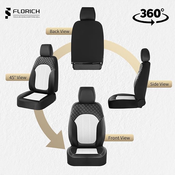FLORICH Automotive Car Seat Cover Full Set Air Mesh Leather Car Seat Covers 5 Seats Car Protector Cushion Cars Interior Acces