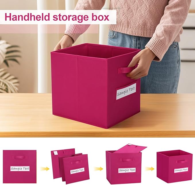 artsdi 13x13 storage cube bins (Set of 10) Foldable Fabric storage cubes with 10 Labels Window Cards & a Pen,13 inch cube sto
