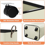SpaceTrove Laundry Basket with Wheels, Collapsible Laundry Baskets, Laundry Hamper with Handles Detachable Wheels, Rolling La
