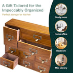 12-Drawer Apothecary Cabinet - Index Card Organizer - Vintage Chest of Drawers - Mahogany Wooden Organizer - Office Desktop D