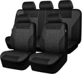 CAR PASS Car Seat Covers Full Sets, Front & Split Rear Bench for Car, 3D Tyre Embossed Automotive Interior Covers, Airbag Com