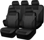 CAR PASS Car Seat Covers Full Sets, Front & Split Rear Bench for Car, 3D Tyre Embossed Automotive Interior Covers, Airbag Com