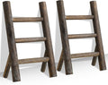 Cinnvoice 2 Pcs Wooden Tea Towel Ladder Rustic Hand Towel Stand Rack Mini Countertop Towel Stand Farmhouse Wood Counter Towel