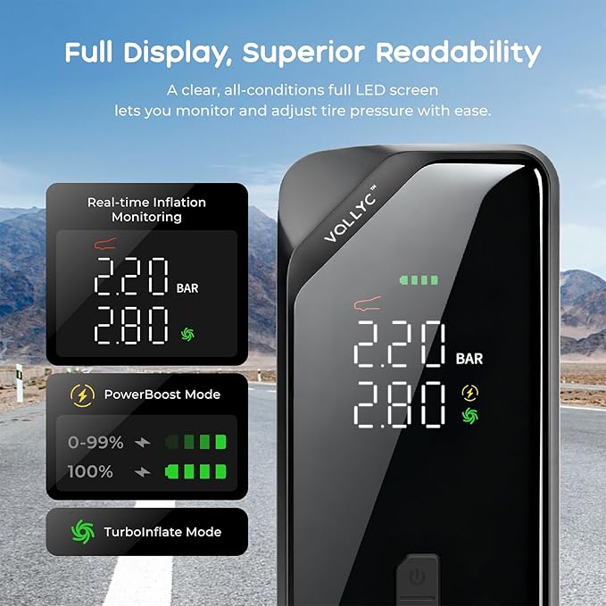 Car Tire Inflator Portable Air Compressor–150 PSI Bike Tire Pump Bicycle Pump, Portable Tire Inflator for Car with Digital Pressure Gauge,4 Preset Modes for Car Bike Motorcycle Balls