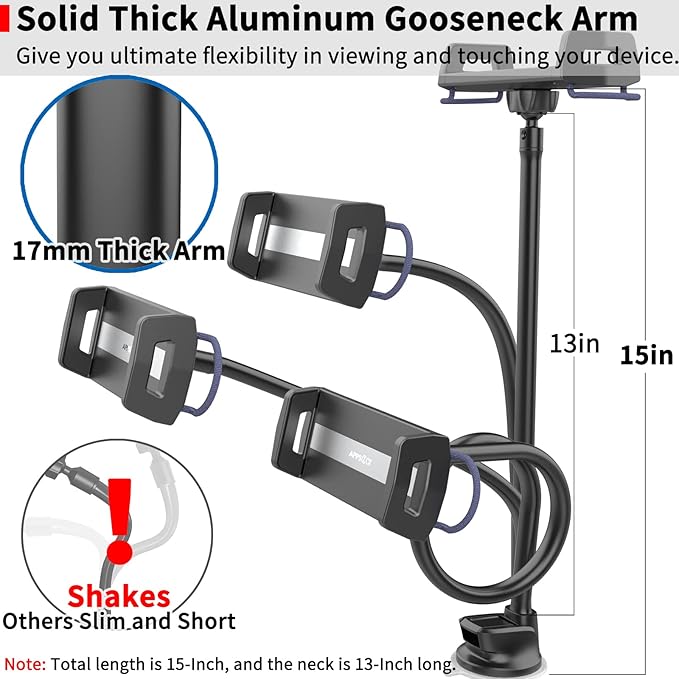 APPS2Car Upgraded Tablet Car Mount for iPad Truck Holder Long Arm Extension Strong Suction Cup Windshield Mount for 7-13 Inch Tablet iPad Pro Air Mini