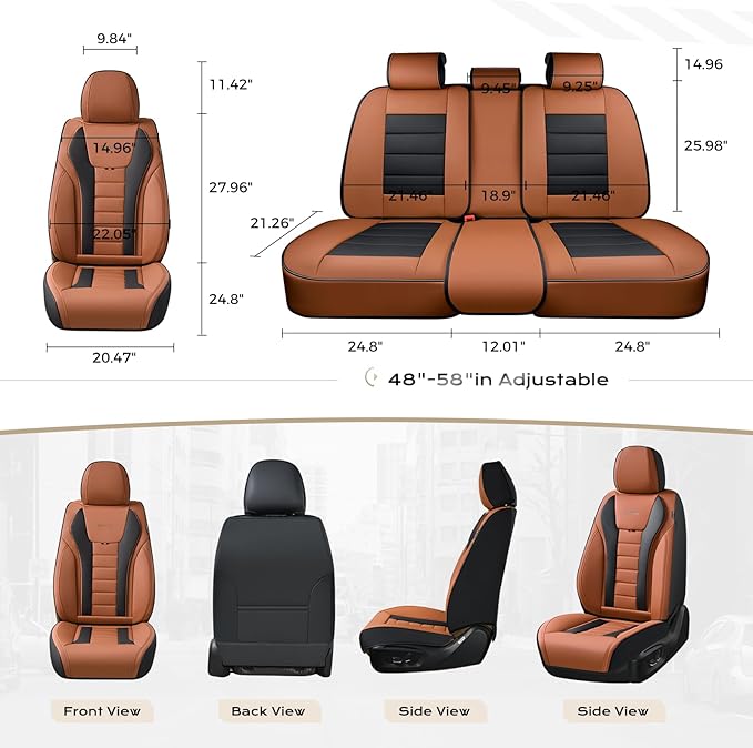 Coverado Car Seat Covers Full Set, Seat Covers for Cars, Front Seat Covers and Back Seat Cover Waterproof Leather Automotive 