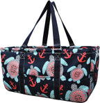 NGIL Extra Large Utility Tote Reusable Grocery Bag Oversized Collapsible for Groceries, Storage, Picnic, Beach (Sea Turtle Anchor Print-navy)