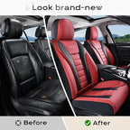 Coverado Car Seat Covers Full Set, Seat Covers for Cars, Front Seat Covers and Back Seat Cover Waterproof Leather Automotive 