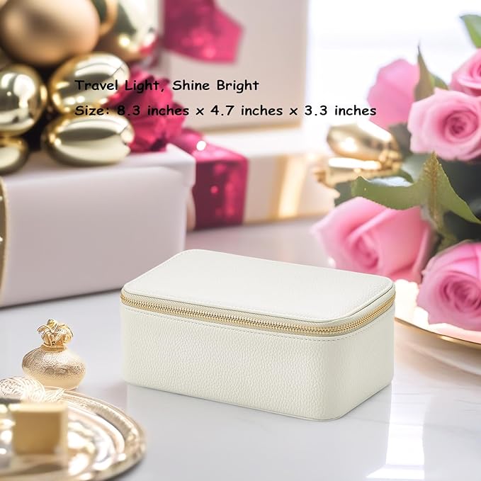 VLANDO Travel Jewelry Box Organizer – Portable PU Leather Jewelry Case with 6/8/12 Zippered Pouches, Compact Storage for Earr