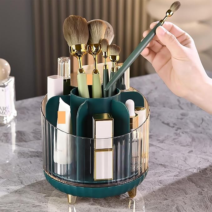 Makeup Organizer Vanity 360 Rotating Makeup Organizer Spinning Makeup Organizer for Vanity, Makeup Brush Holder 7-Slot Fits M