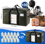 TAILI 10 Pack Green Extra Large Storage Bags, Heavy Duty Totes with Visible Window, Wrap Around Handles, Perfect for Moving