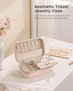 Lolalet Travel Jewelry Case for Women Girls, Travel Jewelry Organizer with Clear Storage Bag Small Portable Jewelry Box for N