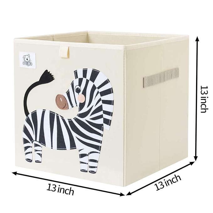 CLCROBD Foldable Animal Cube Storage Bins Fabric Toy Box/Chest/Organizer for Toddler/Kids Nursery, Playroom, 13 inch (Zebra)