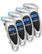 AstroAI Digital Tire Pressure Gauge 0-150PSI Calibrated to ANSI B40.7 +/-1PSI, 4 Units for Car Truck Bicycle with Backlight LCD and Presta Valve Adaptor, Sliver, 4Pack