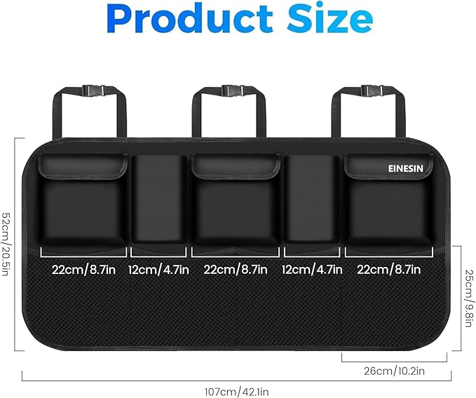 Car Organizer, Car Organizers and Storage with 9 Pockets, SUV Trunk Organizer for SUV/MPV/Truck, Car Essentials (42 * 10in)