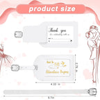 Sweetude 48 Sets Leather Luggage Tag Bulk and So The Adventure Begins Luggage Tags with Name Card for Wedding Bridal Shower B