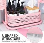 KINGRACK 3 Tier Pink Bathroom Counter Organizer, Rotating Makeup Organizer for Vanity, Perfume & Skincare Standing Shelf, Van