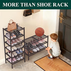 Smiry Small Bamboo Shoe Rack 3-Tier, Stackable Wooden Shoe Organizer for Entryway & Closet, Free Standing Wood Shoe Storage S