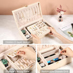 LANDICI Jewelry Box Organizer for Men Women, 2 Layer 4 Slot Watch Storage Case with Removable Tray, PU Leather Large Jeweller