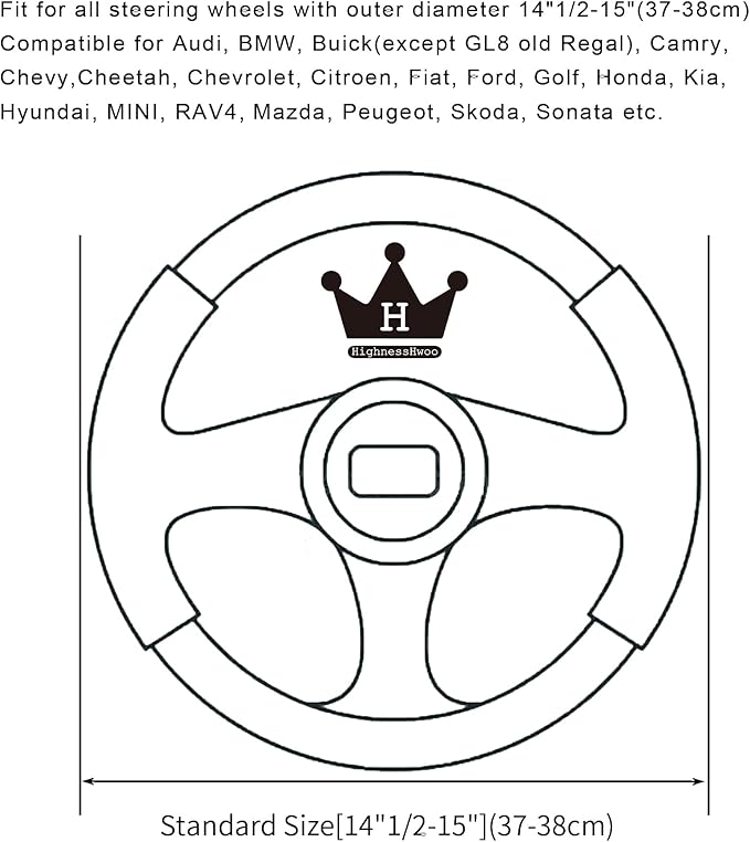 Fuzzy Winter Steering Wheel Cover for Women, Warm Cute Fluffy Car Wheel Cover for Sedan, SUV, Soft Furry Girly Plush Car Handle Cover for Cold Weather, 14.75-15.15in, Black