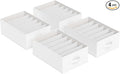 SONGMICS Set of 4 Large Size Wardrobe Clothes Organizers, 6-Compartment Foldable Drawer Organizers with Handles, 16.5 x 11.8 