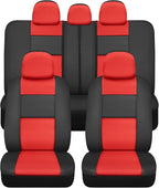 BDK Croc Skin Faux Leather Car Seat Covers, Full Set Red – Universal Fit Design, Airbag Compatible, Front and Back Seat Cover