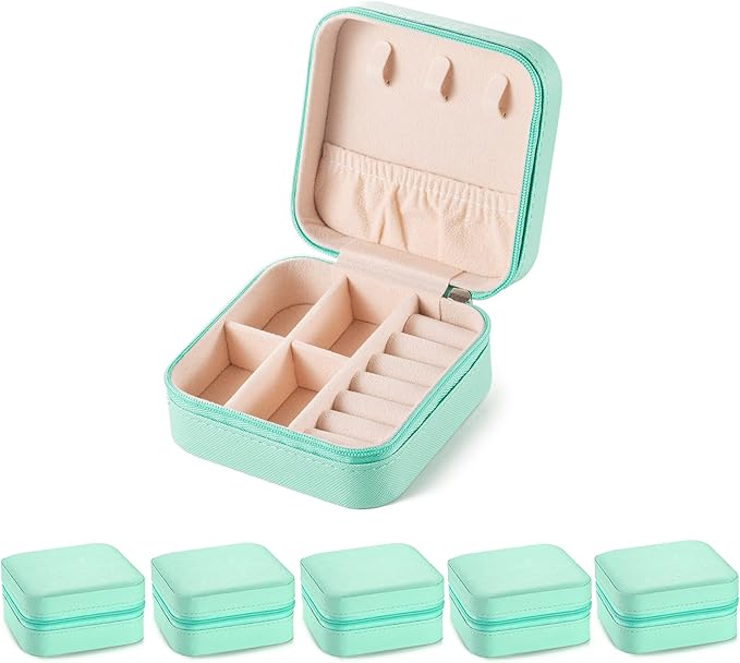 5pack/PU Leather Travel Jewelry Case, Mini Jewelry Box, Small Jewelry Organizer Portable Display Jewelry Storage Case for Rin