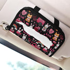 Car Tissue Holder Car Visor Organizer Tissue Box Holder for Car Sun Visor Organizer with Car Vehicle Accessories Essentials Interior for Women Men Valentines Fox Bunny Cars Black