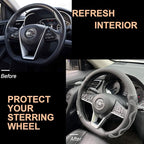 PINCTROT D Shaped Comfy Grip Steering Wheel Cover, Anti-Slip Design, Flat Bottom 14.5-15 Inch(Silicone Gray)