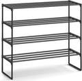 SONGMICS Shoe Rack, 4-Tier Shoe Organizer, Metal Storage Shelf, Upright or Upside Down, for 20-25 Pairs, Stackable, for Entry
