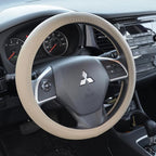 BDK Ergonomic Soft Grip Steering Wheel Cover - Sporty Leather Grip for Standard Size Wheels 14.5-15 inch Beige