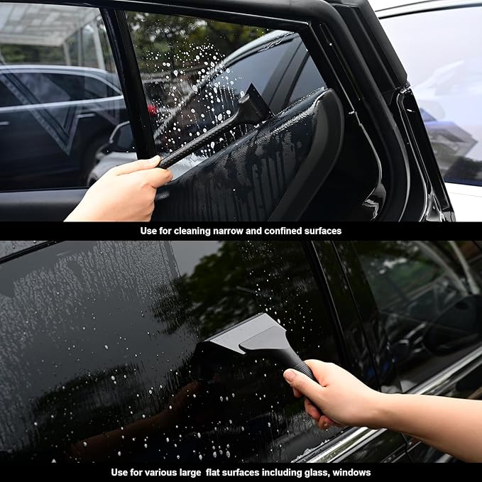 EHDIS Window Tint Tool Mini Quarter Window Squeegee Small Rubber Scraper Kit for Front Windows Rear Glass Shower Cleaning, Auto Car Glass Film Installation