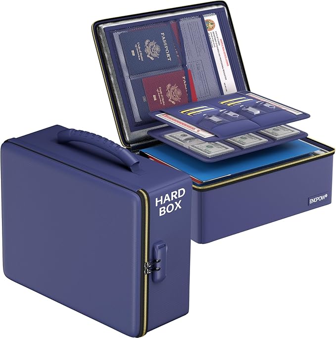 ENGPOW Fireproof Document Box, Hard Fireproof Box with Fireproof Zipper＆Lock, 6400°F Heat Insulated Fireproof Water Resistant