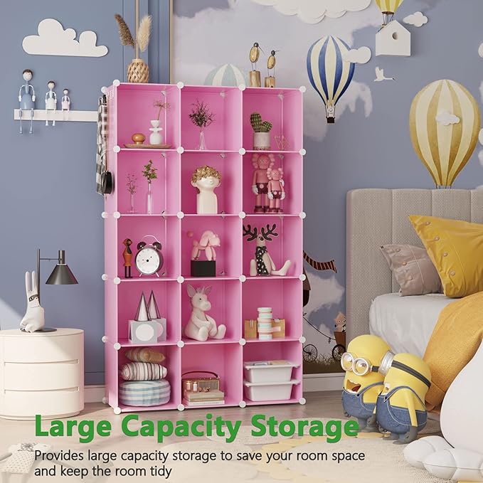 C&AHOME Cube Storage Organizer, 16-Cube Shelves Units, Plastic Storage Cubes, DIY Closet Organizer, Modular Closet Storage Sh