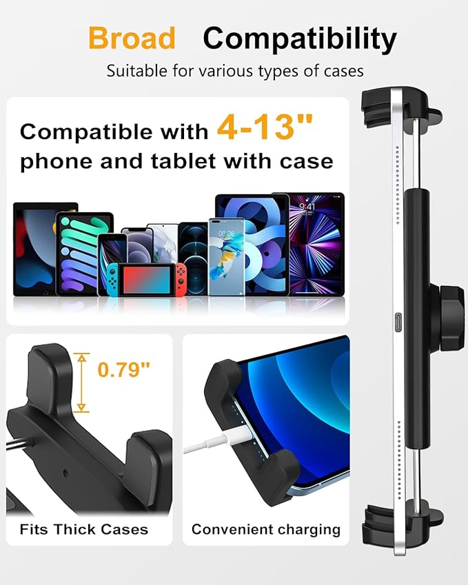 Car CD Slot Mount Tablet Holder with Adjustable Arm, Universal 360° Rotation Truck CD Player Tablet Holder for 4-13" iPad Pro Air Mini, Phone, Galaxy Z Fold, Fire HD