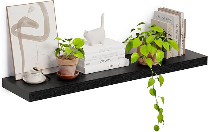 Heimlove 12inch Deep Floating Shelves for Wall, Mounted Shelves 36" W x 12" D x 1.5" H, wall Shelf for Bedroom Living Room Ba