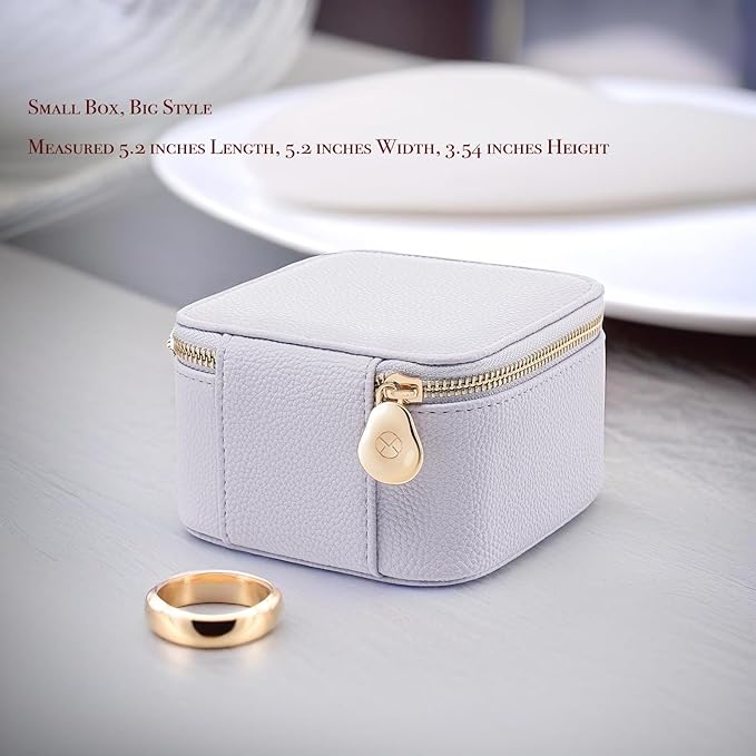 VLANDO Travel Jewelry Box Organizer – Portable PU Leather Jewelry Case with 6/8/12 Zippered Pouches, Compact Storage for Earr