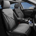 1 Pack Leather Front Car Seat Cover, Universal Sideless Car Seat Protector with Storage Pocket and Seat Belt Pad, Waterproof 