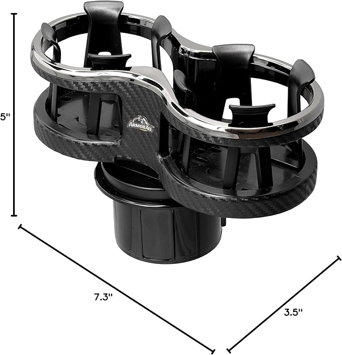 Armor All Cupholder 2 in 1 Expander, Turn 1 Cupholder to 2, Dual Drink Holder Expander with Adjustable Expandable Base to Fit