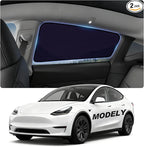 Rear Side Window Sunshade for Tesla Model Y 2020-2024 | Static Cling, Easy Install & Remove, Semi-Transparent Privacy Shade | Not for 2025 2026 Model Y Juniper