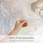 Volcanics Window Privacy Film with Installation Tools, Static Window Clings Vinyl 3D Window Decals Window Stickers Rainbow Window Film for Glass Door Heat Control Anti UV 17.5 x 157.4 Inches