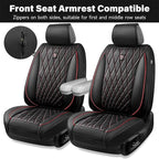 CAR PASS Luxury PU Leather Two Front Car Seat Covers, Waterproof Seat Covers Compatible with Front Seat Armrests, Airbag Comp