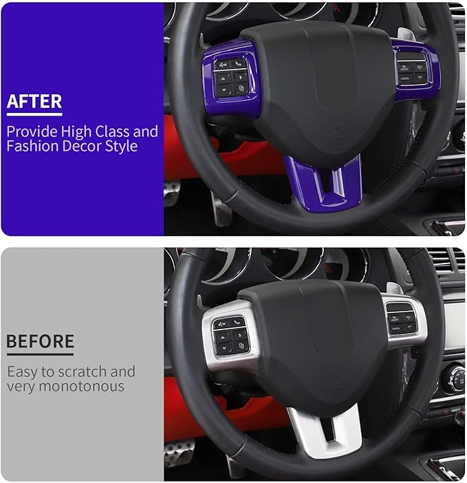 Linskip Steering Wheel Trim Compatible with Dodge Dart/Challenger/Charger/Durango 2009-2014 & Journey 2013-2023, Dart Steering Wheel Cover, Dart Interior Accessories 3Pcs(Purple)