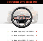 Steering Wheel Cover for Dodge Ram 1500, Ram 2500, Ram 3500, Fit 15.5-16" Wheels (Black-Half Carbon Fiber)