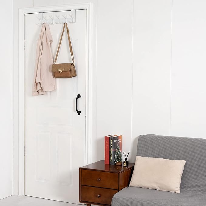 WEBI Over The Door Hook White,Over The Door Towel Rack,Door Hanger,Door Coat Towel Hanger,Door Coat Rack for Hanging Clothes,