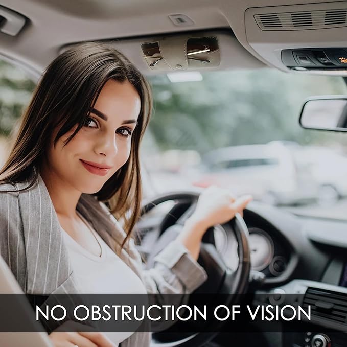 Car Sunglasses Holder for Car Visor Vegan Leather Auto Eyeglass Case with Clip Automotive Interior Visor Accessories