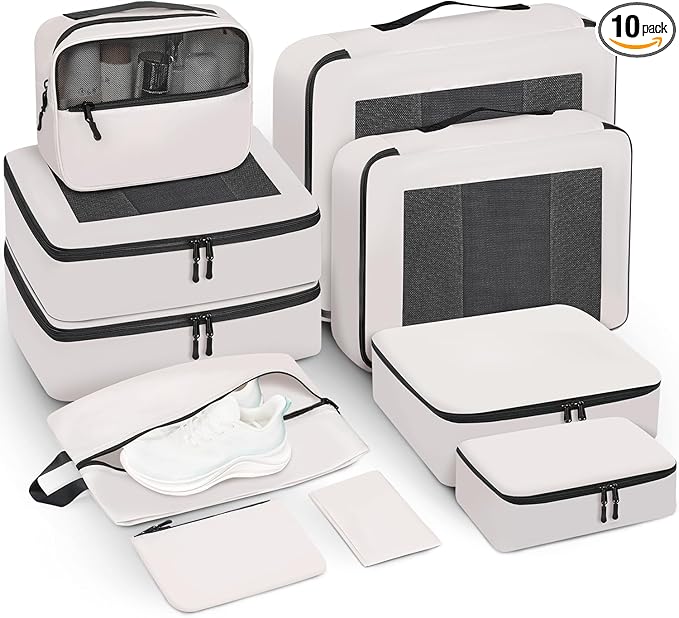 Mesh Packing Cubes for Travel, Durable Luggage Organizer with Sturdy Material and Double Zippers, Comprehensive Set for Trave