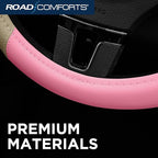 Road Comforts Car Steering Wheel Cover - Microfiber Leather Steering Wheel Wrap Sports 14.5-15 Inch Steering Wheel Cover Non-